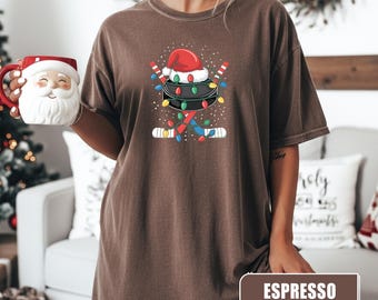 Ice Hockey Christmas Lights Shirt, Christmas Santa Hockey T-Shirt, Xmas Hockey Player Gift, Ice Hockey Lover Christmas Gift, Hockey Gifts