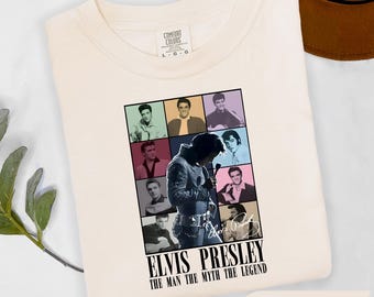 Camiseta Comfort Colors® de la gira Eras de Elvis Presley, camiseta retro de Elvis, merchandising de Elvis Presley, regalo para amantes de la música de Elvis Presley, camiseta King Of Music