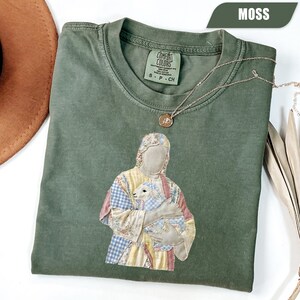 Koszulka z imitacją Jezusa w patchworku, chrześcijańska koszulka z kwiatowym wzorem, koszulka z motywem wiary Cottagecore, wielkanocny prezent kościelny, prezent dla chrześcijaństwa