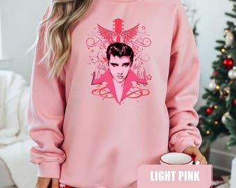 Roze Elvis Presley Coaster-sweater, Elvis Presley-trui, King Of Rock-hoodie, Elvis Presley-merchandise, cadeau voor Elvis Presley-fan, Elvis-T-shirt
