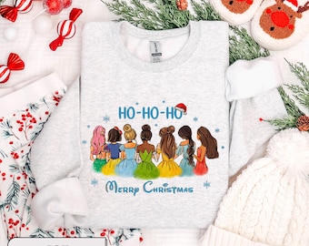 Felpa con stampa principessa di Natale, felpa con stampa principessa Disneyland, maglione natalizio per bambine, buon Natale, viaggio di Natale a Walt Disney, regalo di Natale