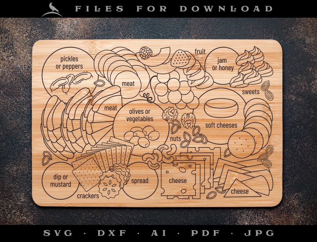 Design for Charcuterie Board Tray for Digital Download: Clean Vector
