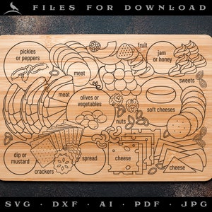 Design for Charcuterie Board & Tray, for Digital Download: Clean Vector Lines for Laser Etching