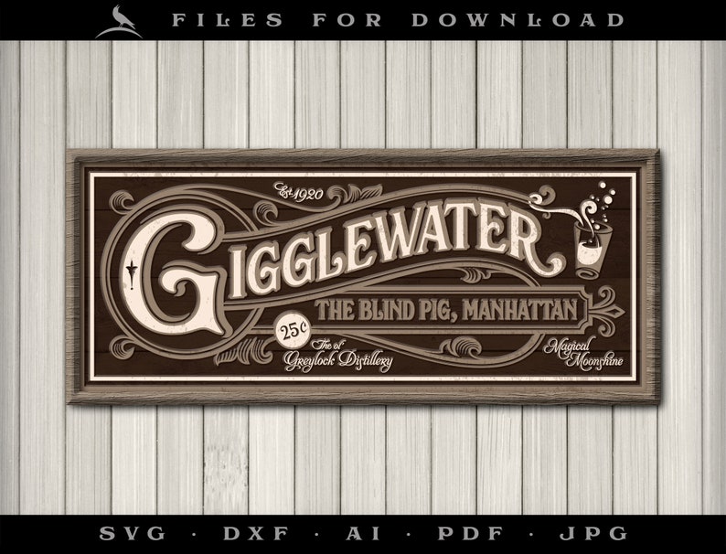 Artwork for Giggle Water Sign &amp; Label Retro Style in Digital - Etsy