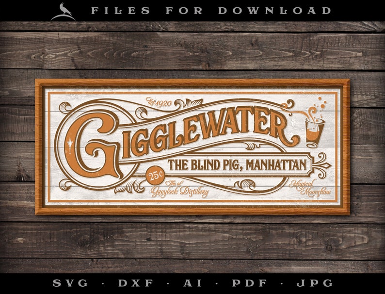 Artwork for Giggle Water Sign &amp; Label Retro Style in Digital - Etsy
