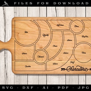 Guide for Traditional Charcuterie Board, Digital Art for Download: Clean Vector Lines for Laser Etching