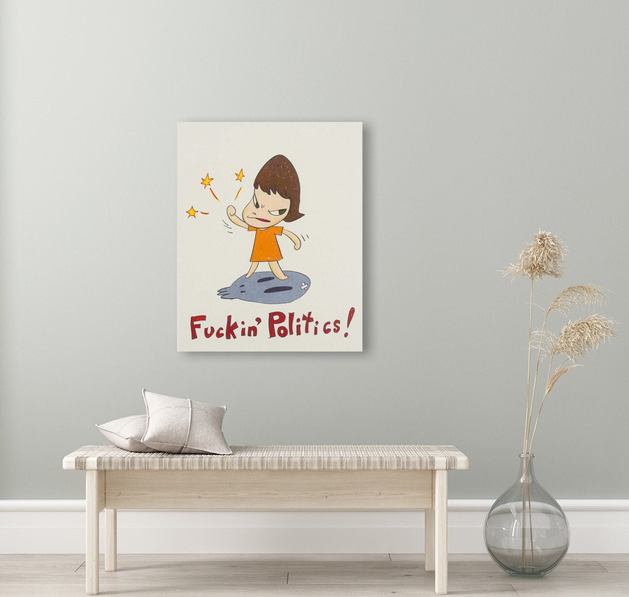 現代アート 絶版 奈良美智 Fuckin' Politics ポスター 8K HD Yoshitomo