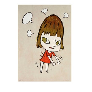 8K Yoshitomo Nara &quot;&quot;Pissed Off&quot;&quot; 奈良美智 Hochauflösende Digitale Japanische Zeitgenössische Wand Kunst Wohnkultur Leinwand Druck Geschenk Ideen
