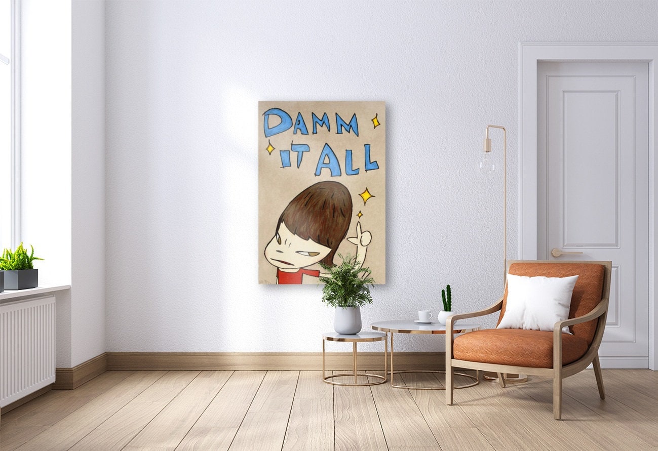 4K 奈良美智「Damn it All」奈良美智高解像度デジタル日本現代壁アート