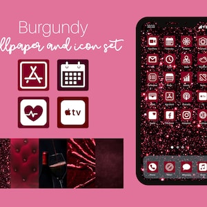 Set di carte da parati e icone bordeaux - iPhone Aesthetic Pack