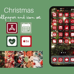 Pack esthétique iPhone de Noël, fond d’écran et icônes de Noël