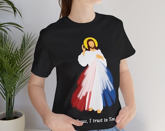 Camiseta de la Divina Misericordia / Jesús, en ti confío / Regalo católico / Ropa cristiana religiosa para hombre y mujer / Camiseta devocional de Santa Faustina