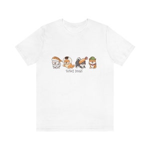 Adorable Sushi Dogs Shiba Inu Unisex Jersey T-Shirt with Short Sleeves