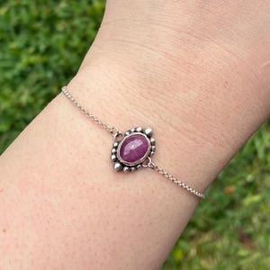 Ruby Bracelet in Sterling Silver 7” | Boho Gemstone Gifting Gift Handmade Jewelry Bracelets Gifting Vintage Inspired Hippie Minimal Dainty