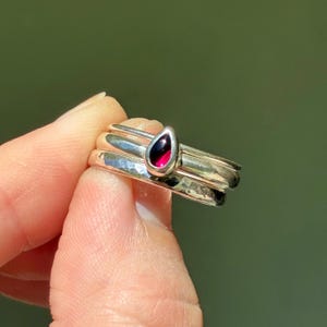 Garnet Sterling Silver Ring Set | Boho Gemstone Boho Gifting Gift Handmade Jewelry Crystal Made to Order