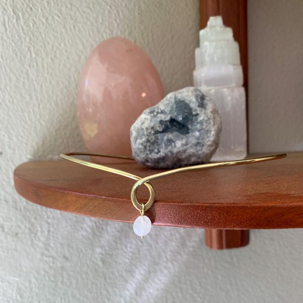 Slip On Choker | Crystal Choker Necklace | Brass | Sterling Silver | Gold Crystal Jewelry | Handmade Gift | Matching | Minimalist | Hammered