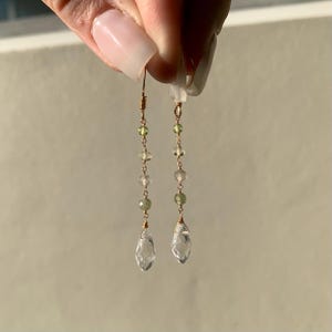 Multi Crystal Dangle Earrings: Peridot, Quartz & Labradorite