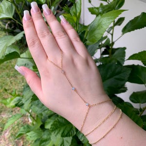 Labradorite Hand Chain: Gold Filled Crystal Bracelet
