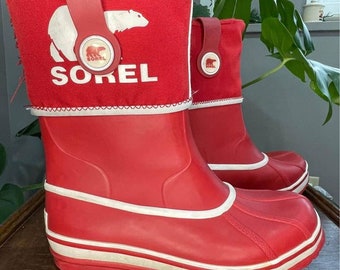 Red Sorel Rainboot Kids 5 Veintage Sotrl Waterproof