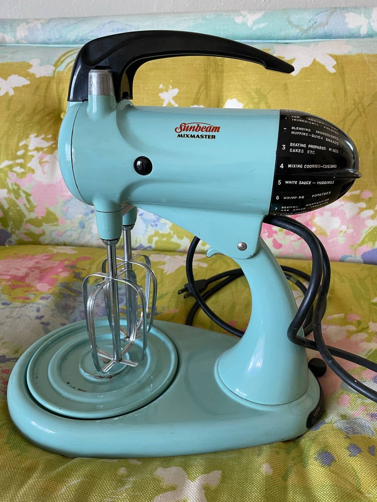 Aqua Turquoise Sunbeam Standing Mixer 10 Speed 1950s Rare 