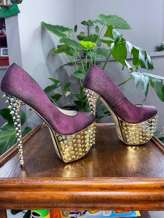 Heels Size 7 Red Kiss Magenta Purple Spiked Platform Heel - Etsy