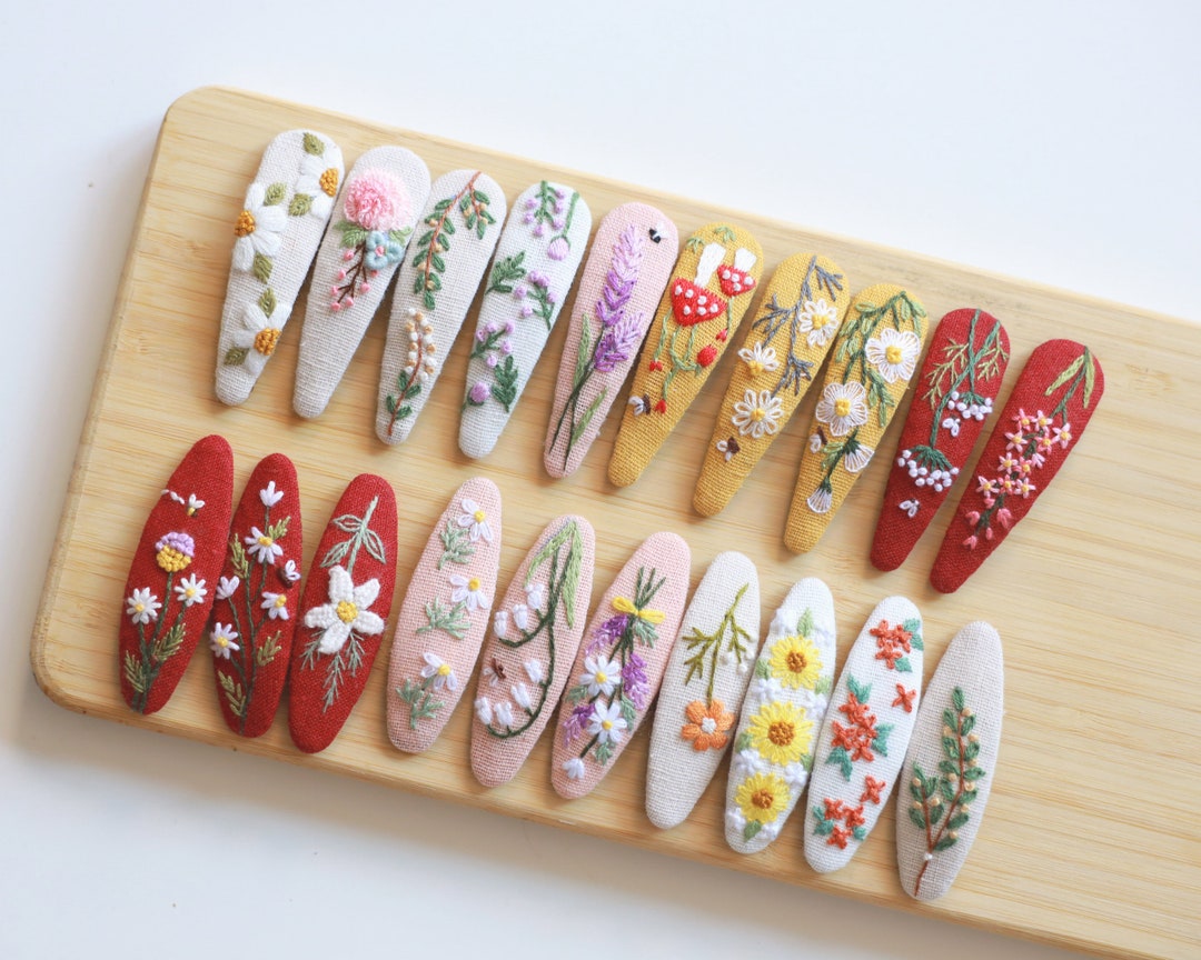 Flower Hair Clips Handmade Floral Embroidered Hair Clips Cute Hair Flower Hair Clips Handmade Floral Embroidered Hair Clips Cute Hair
