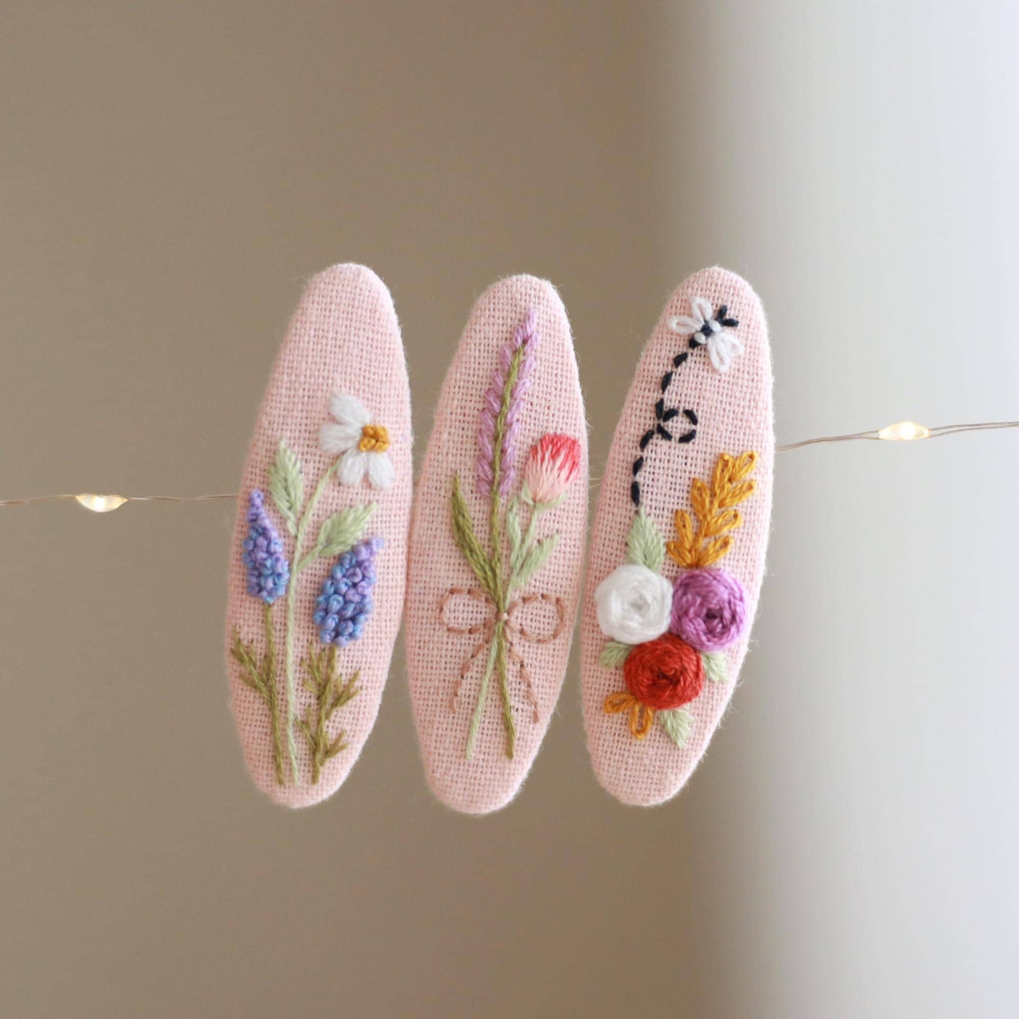 Floral Hair Clip | Hand Embroidered Snap Clip | Petal Whisper