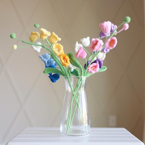 Lírio-do-vale de crochê feito à mão | Presente Forever Flower | Buquê de casamento de crochê, Dia das Mães, Aniversário, Natal, Decoração de casa