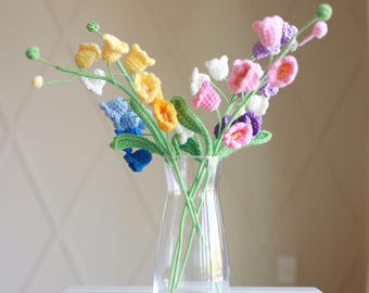 Handmade Crochet Lily of the Valley | Forever Flower Gift | Crochet Wedding Bouquet, Mother&#39;s Day, Anniversary, Christmas, Home Decor