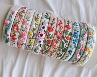 Floral Embroidered Headband | Handmade  Hairband | Vintage Cottagecore Hair Accessory | Spring Summer Style | Bridesmaid Gift