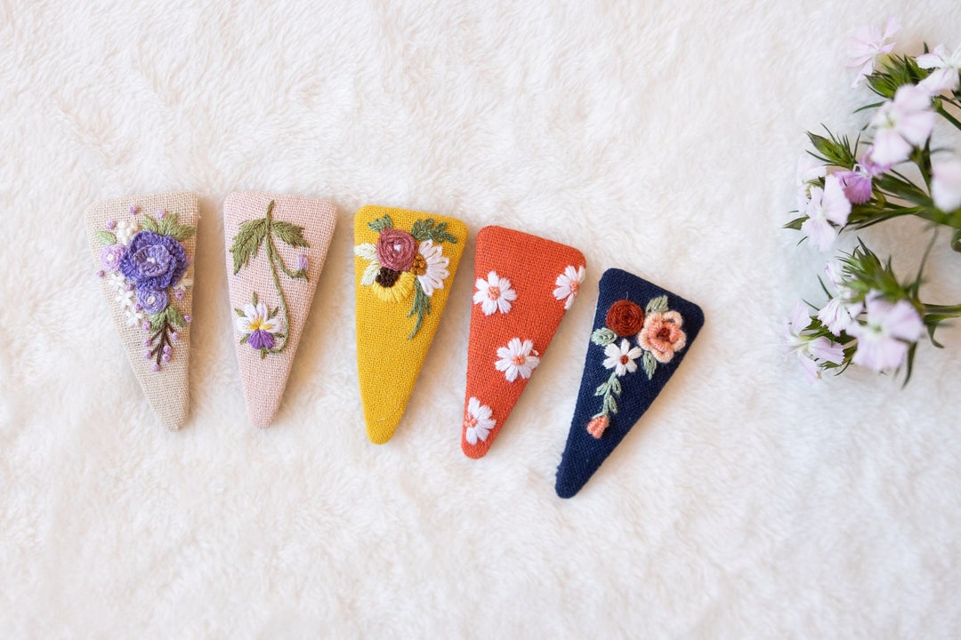 Handmade Hair Clips. Floral Embroidered Hair Clips . Cute Hair Clips ...