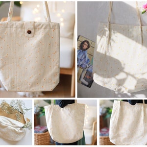 Handmade Floral Tote Bag, Cute & Aesthetic Flower Tote Bag Summer, Vintage Gift for Women, Back To School Bag, Daisy Crossbody Bag
