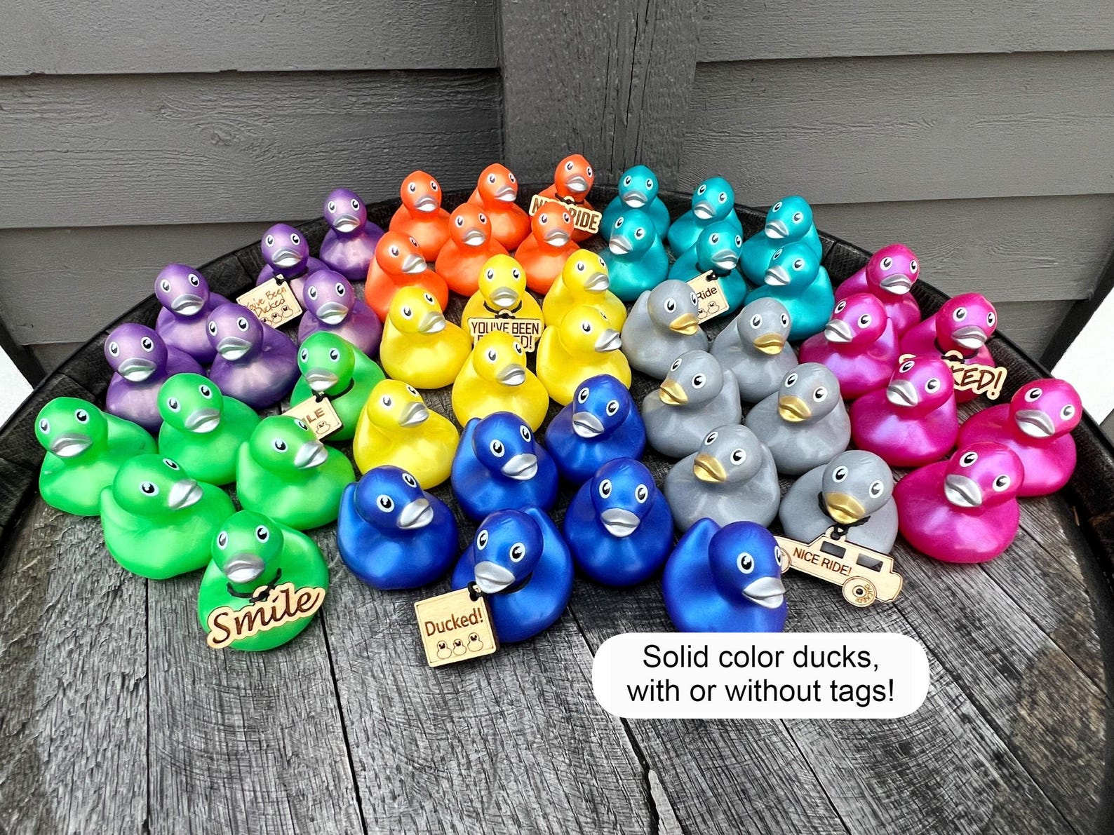 Metallic Rubber Duck Set of 6 Bright Color Ducks With Optional Wooden ...