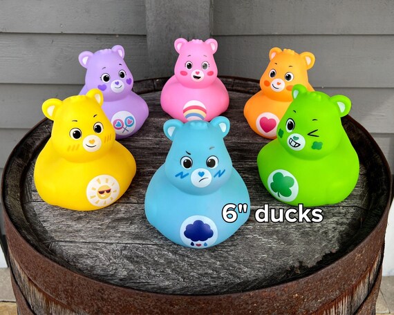 Care Bears Duck Bath Toy Rubber Care Bear Character Collectible Carebears Nursery Decoration Bathroom Accessory Bathing Fun Grumpy Carebear