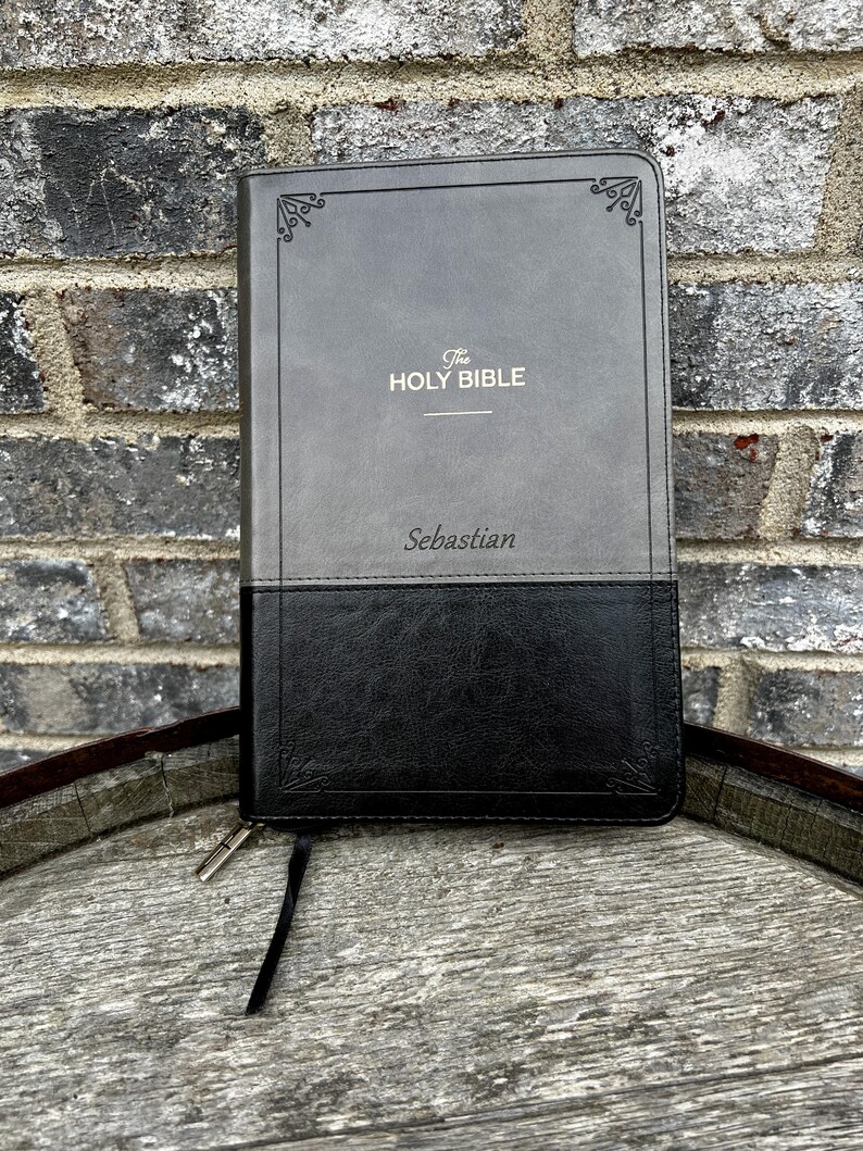 Black Bible Faux Leather Bible Cover KJV Personalized Bible for Christian Men Faith Inspired Gift for Men Fathers Day Custom Bible Study Dad Bible Engraving Zippered Cover