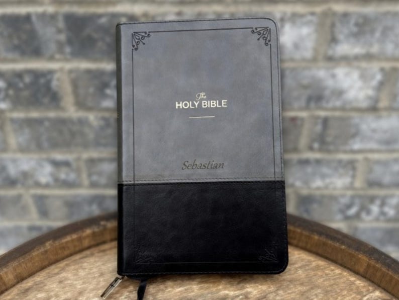 Black Bible Faux Leather Bible Cover KJV Personalized Bible for Christian Men Faith Inspired Gift for Men Fathers Day Custom Bible Study Dad Bible Engraving Zippered Cover