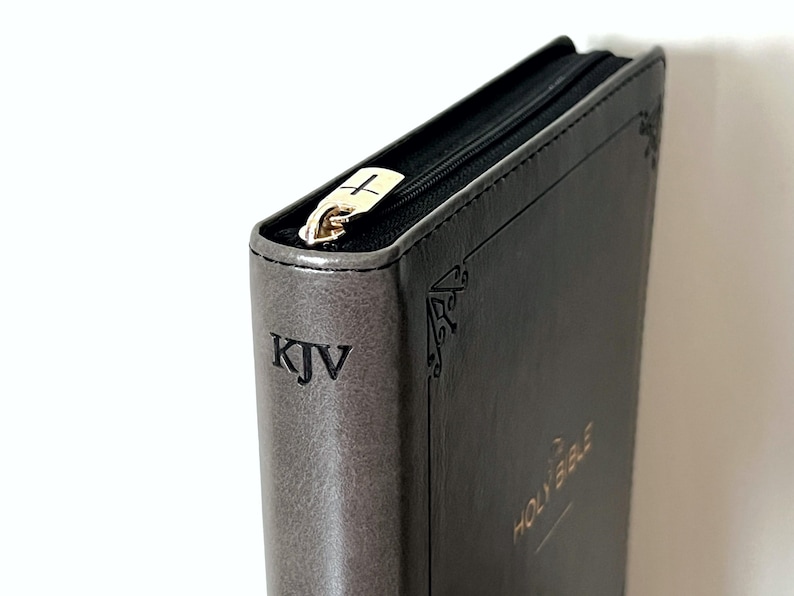 KJV Bible Zippered with Gold Cross zipper pull