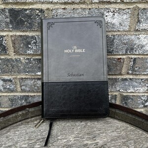 Black Bible Faux Leather Bible Cover KJV Personalized Bible for Christian Men Faith Inspired Gift for Men Fathers Day Custom Bible Study Dad Bible Engraving Zippered Cover