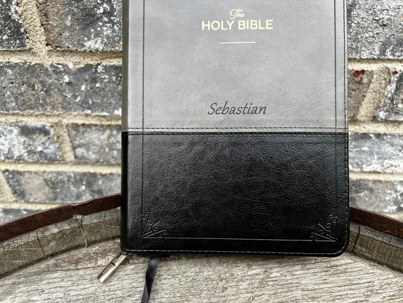 King James Version Mens Faux Leather Bible Personalized Bible for Christian Men Faith Inspired Gift for Dad Zippered Bible Gift for Fathers Day Thumb Index