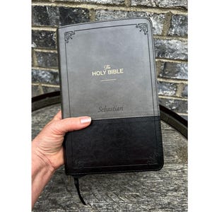 Black Bible Faux Leather Bible Cover KJV Personalized Bible for Christian Men Faith Inspired Gift for Men Fathers Day Custom Bible Study Dad Bible Engraving Zippered Cover