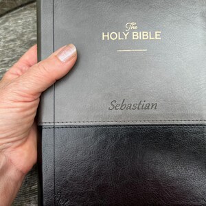 Custom Bible Cover for Men Faith Inspired Gift for Dad Black Bible Gift Bible Study