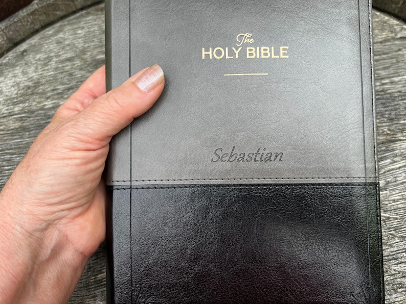Custom Bible Cover for Men Faith Inspired Gift for Dad Black Bible Gift Bible Study