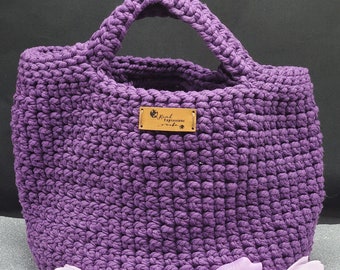 Purple Macrame Crocheted Handbag