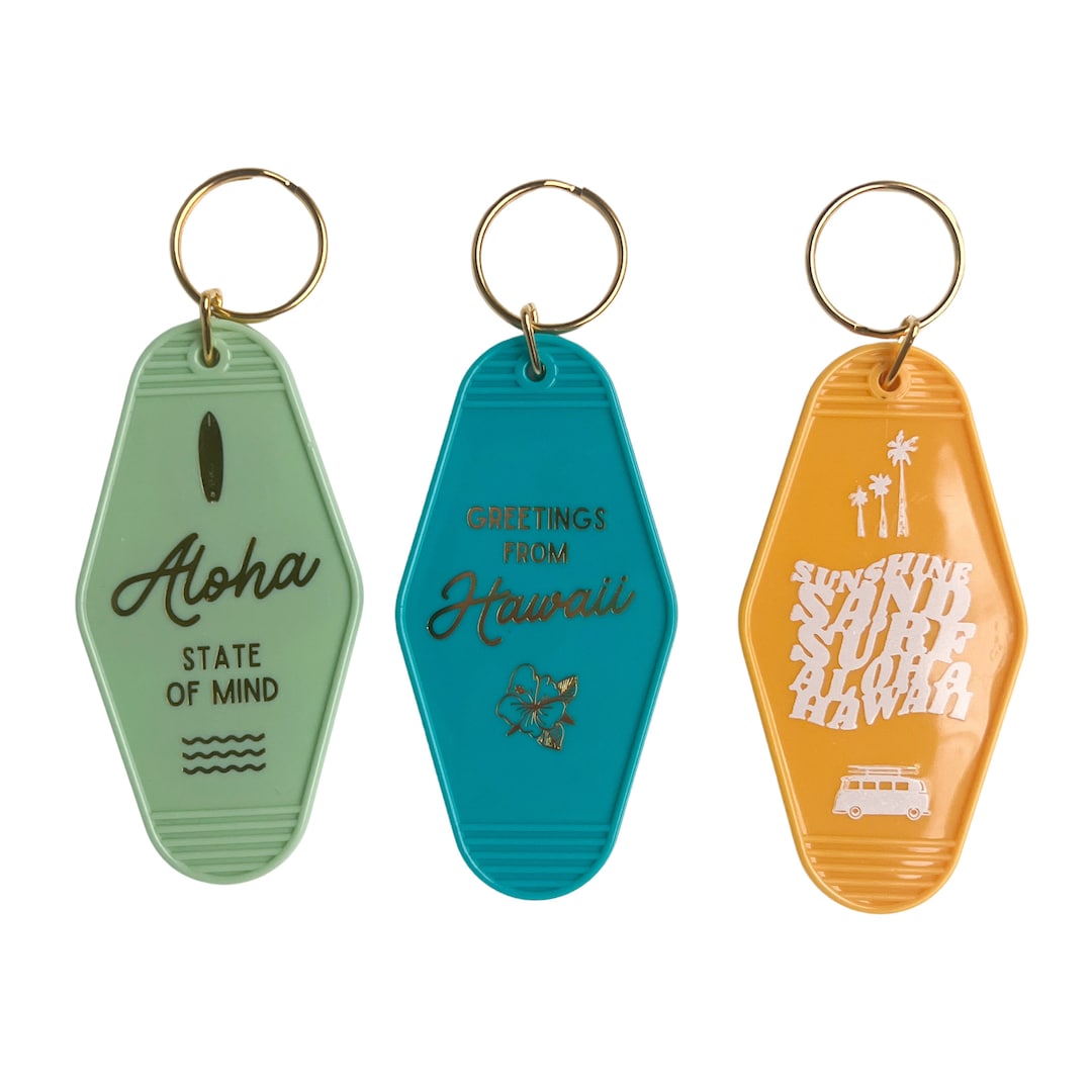 Hawaii Variety Pack Vintage Motel/hotel Style Keychains Hawaii Vintage