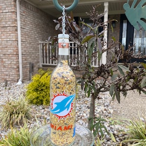 Miami Dolphins wine bottle Bird feeder