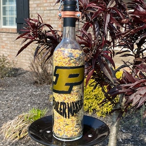 Purdue Boiler Makers wine bottle Bird feeder