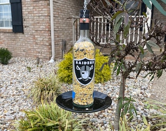 Oakland / Las Vegas Raiders wine bottle Bird feeder