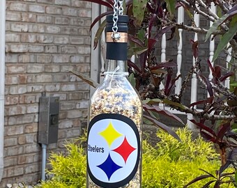 Pittsburg Steelers wine bottle Bird feeder