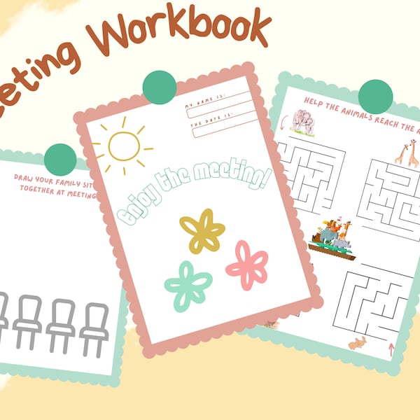 JW Meeting Activity Workbook | kids ages 4-7 | PDF download