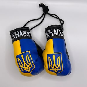 Ukrainian boxing gloves with tryzub for car/Українські боксерські рукавички з тризубом в машину